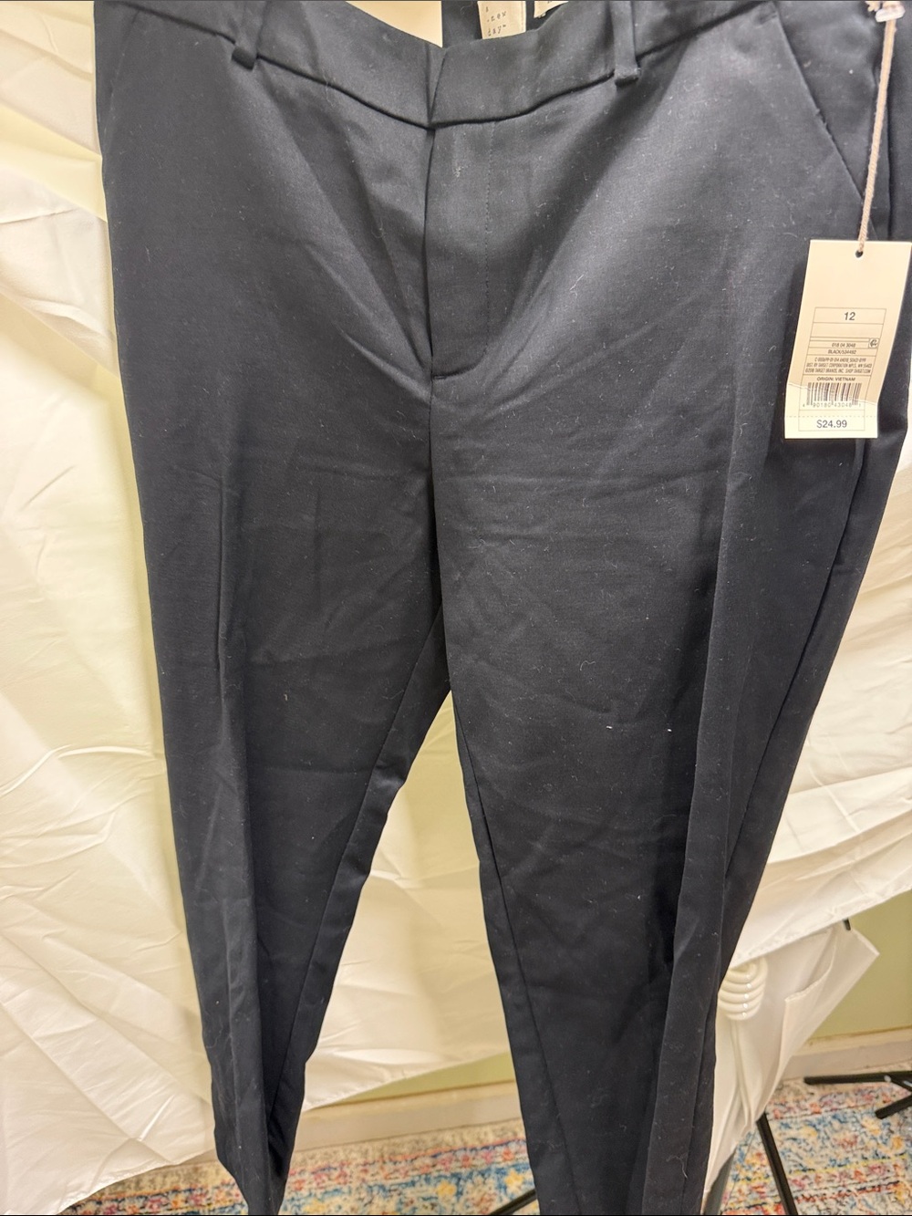 a new day Men's Black Dress Pants - Tapered Front Crease